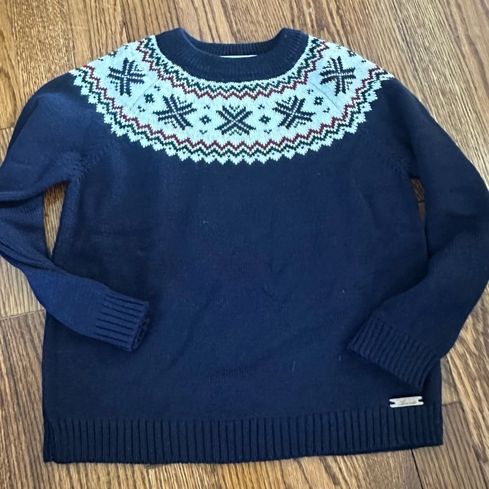 Kids Navy Blue winter Patterned Sweater